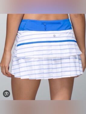 Lululemon Pace Setter Deauville Stripe Pipe Dream Blue Ruffle Butt Tennis Skirt